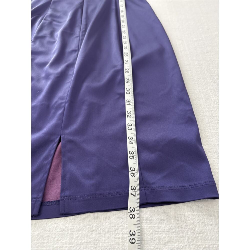 Calvin Klein Royal Purple Dark Romantic Whimsigoth Satin Ruched Stretch Dress 6 - Picture 13 of 14